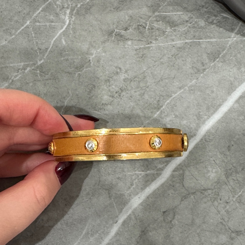 Vintage Henri Bendel Gold And Brown Bracelet With Crystal Details